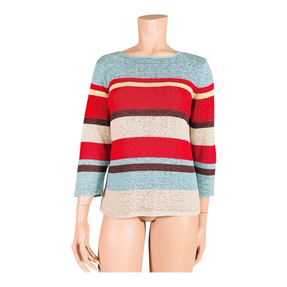 Pendleton Cotton Blend Knit Boatswain Collar Striped Sweater - Multicolor - Picture 3 of 7